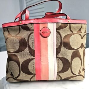 Coach Signature Zip Top Tote Bag F49315 No A1394
